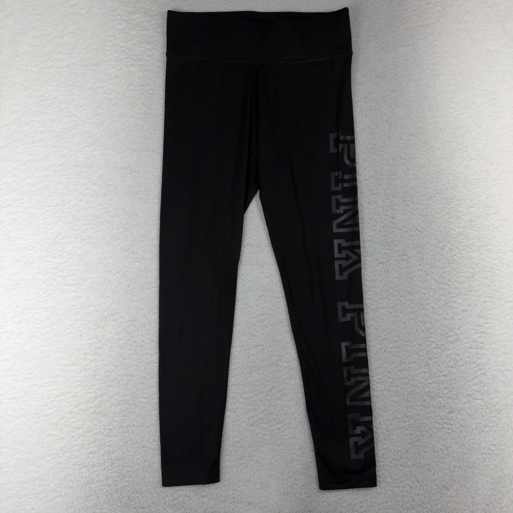 Victoria's Secret PINK Ultimate V Leggings Small Black Spellout W28 Activewear